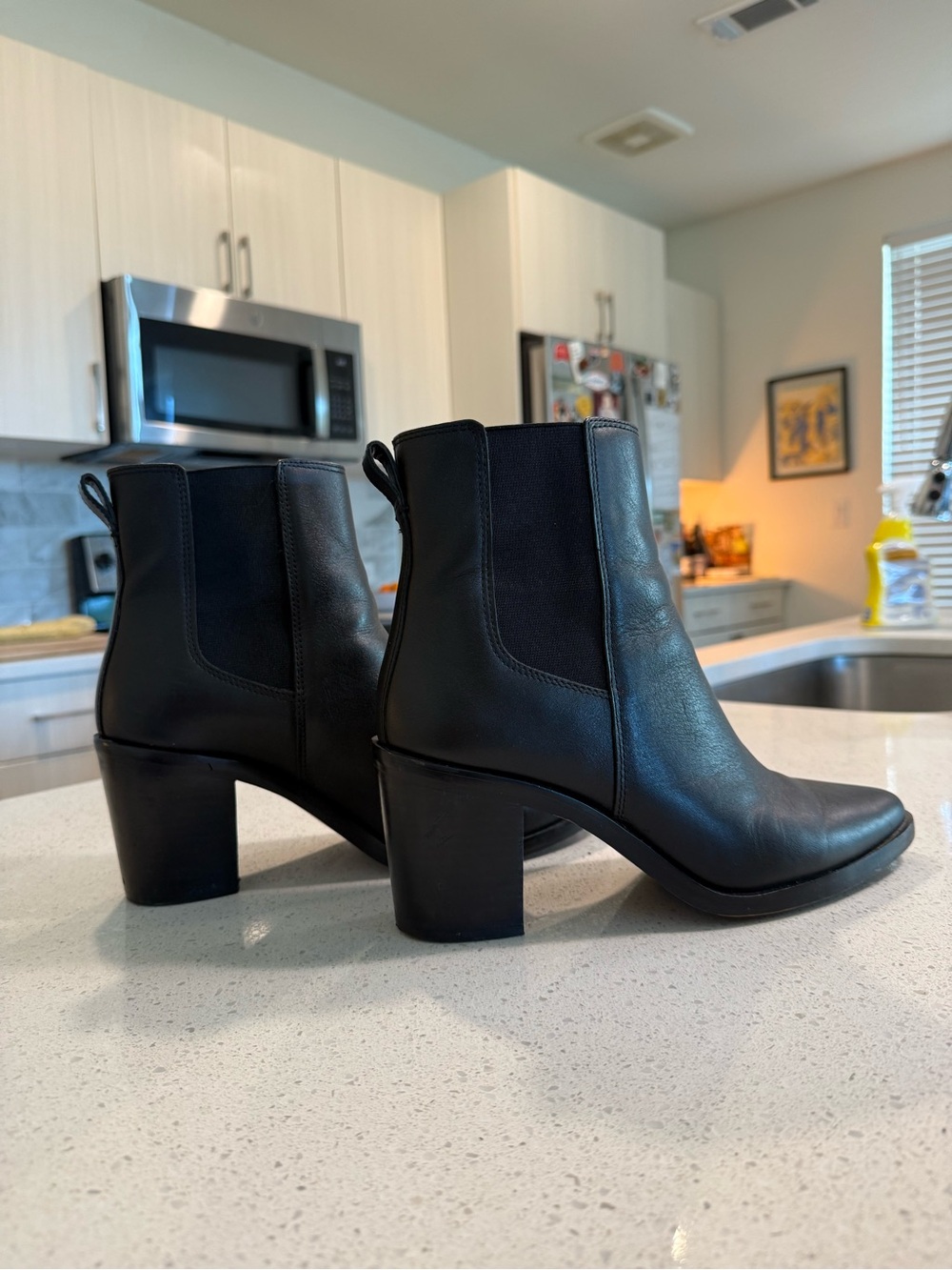 Madewell Women's Black Leather Block Heel Chelsea Boots
